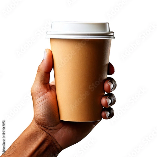 Fototapeta Hand holding a disposable coffee cup