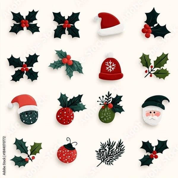 Fototapeta set of christmas elements