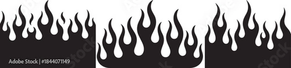 Fototapeta Abstract black flame border pattern isolated on white background for modern graphic design