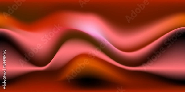 Fototapeta Abstract red gradient mesh background. Fluid color gradation backdrop. Wavy and soft dynamic flow graphic element.