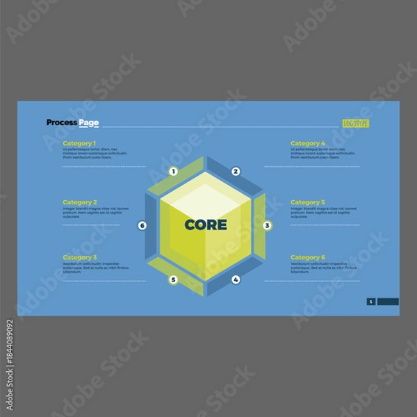 Obraz Hexagon Step Diagram Slide Template