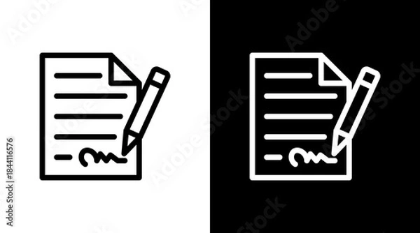 Fototapeta Contract With Icon Set Design