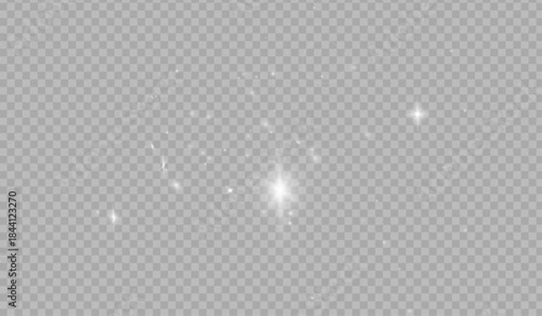 Fototapeta Shiny bokeh png, abstract flare spark, glitter light sparkling, magical stardust, sparkle shine, vector, dust effect bright glowing, png white glittering confetti.