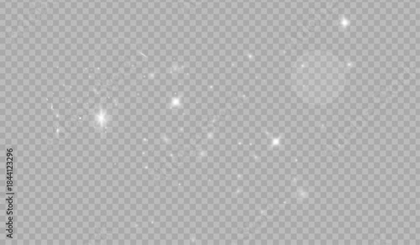 Fototapeta Shiny bokeh png, abstract flare spark, glitter light sparkling, magical stardust, sparkle shine, vector, dust effect bright glowing, png white glittering confetti.