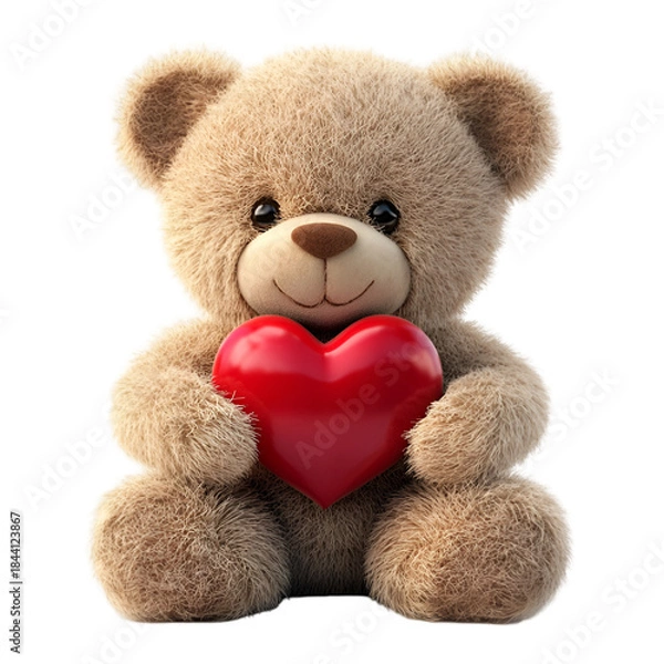 Obraz teddy bear with red heart isolated