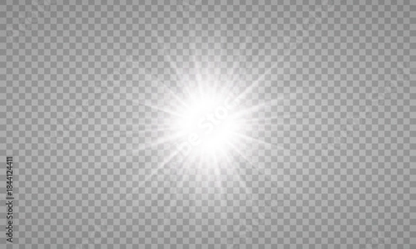 Fototapeta Vector transparent sunlight special lens flare light effect. PNG. Vector illustration