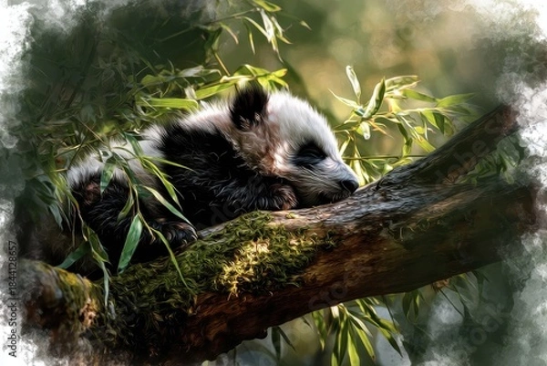 Obraz Cute baby panda cub