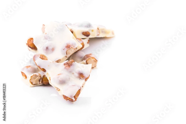 Obraz delicious bar of milk chocolate with nuts