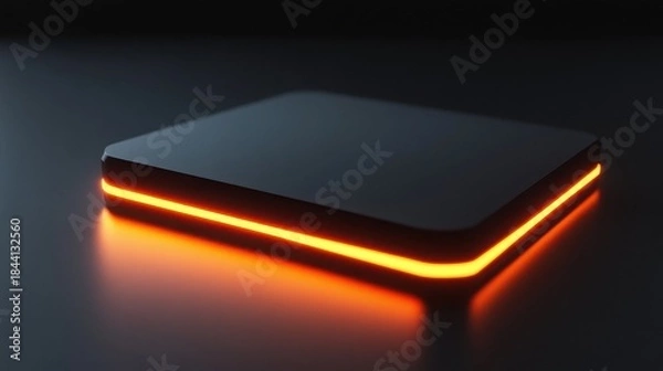 Obraz Glowing orange light on a dark electronic device with sleek design