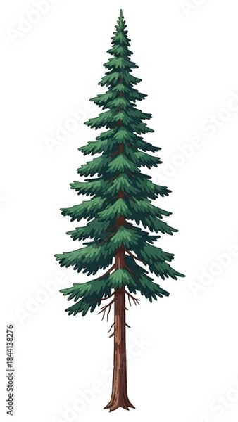 Fototapeta  Illustration of a tall and slender pine tree
