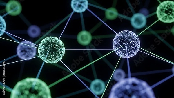 Fototapeta Abstract Network of Connected Spheres and Lines