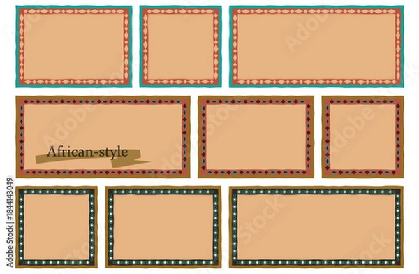 Obraz アフリカンテイストな色合いのフレームセット　3種の模様×３サイズ