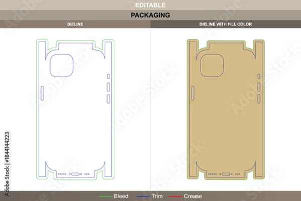 Obraz Mobile phone case dieline created with vector detail enhancing printing surface packaging accuracy die line contour defines neat boundary maintaining reliable fit integrity