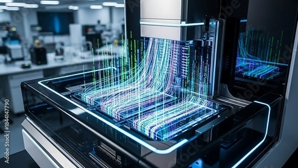 Fototapeta Digital Data Streams Flowing Through Futuristic Technology