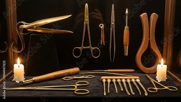 Fototapeta Antique Surgical Instruments Collection on Display