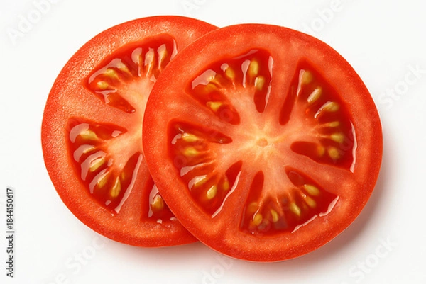 Obraz Freshly Sliced Red Tomatoes on White Background