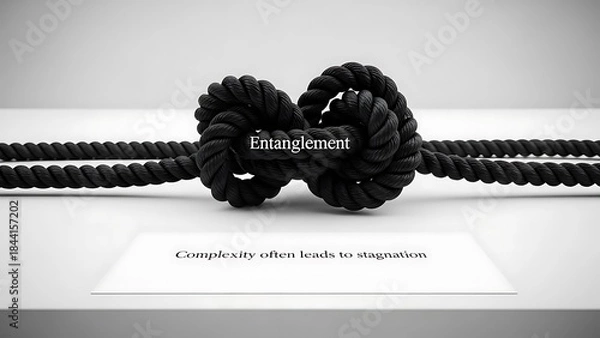 Fototapeta Complex Entangled Rope Knot Symbolizing Stagnation