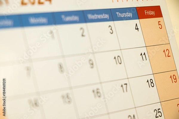 Fototapeta Calender close up background for business schedule planning appointment meeting concept