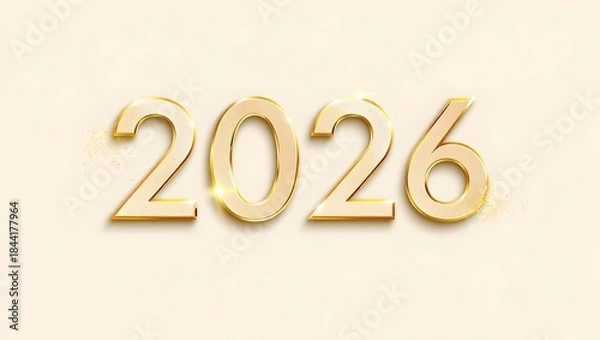 Fototapeta Golden Number 2026 with Sparkle Against Soft Background