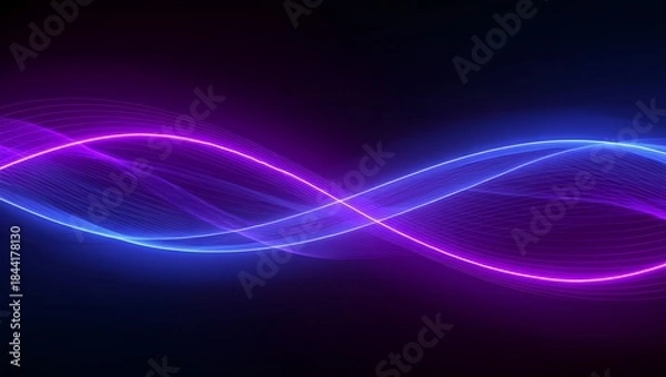 Fototapeta Colorful waves of light in a dark background creating dynamic flow