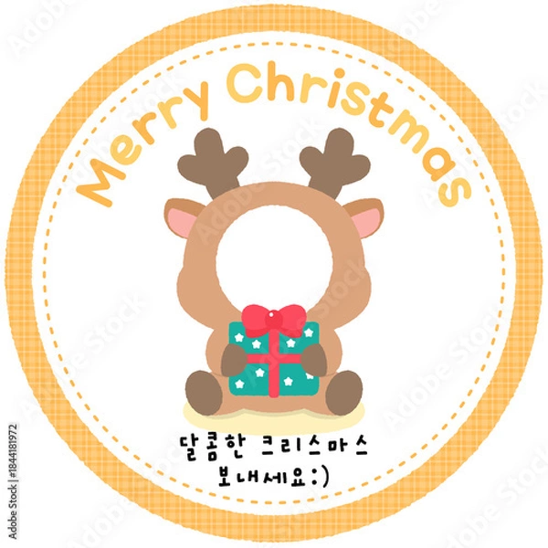 Obraz 겨울 크리스마스 성탄절 라벨 label 크리스마스선물라벨 겨울선물라벨 겨울라벨 크리스마스라벨 루돌프라벨 일러스트