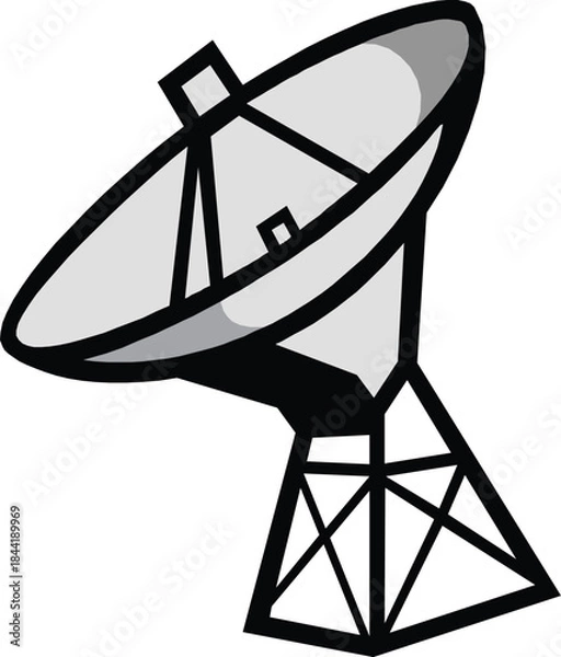 Fototapeta Vector illustration of a satellite dish antenna for communication and signal reception