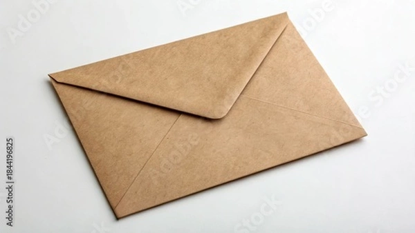 Fototapeta Brown envelope on a plain background, simple and textured design.
