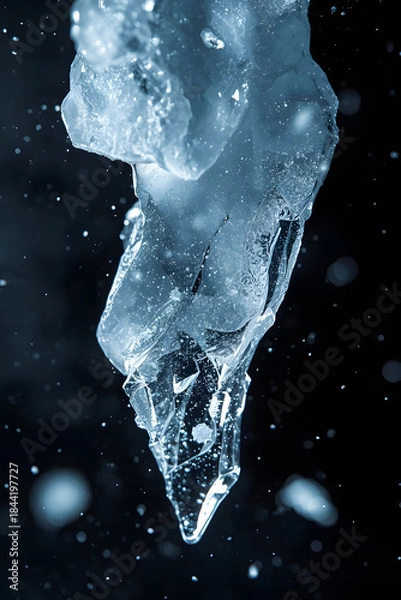 Obraz Dramatic Floating Ice Shards with Translucent Frozen Texture on Dark Background