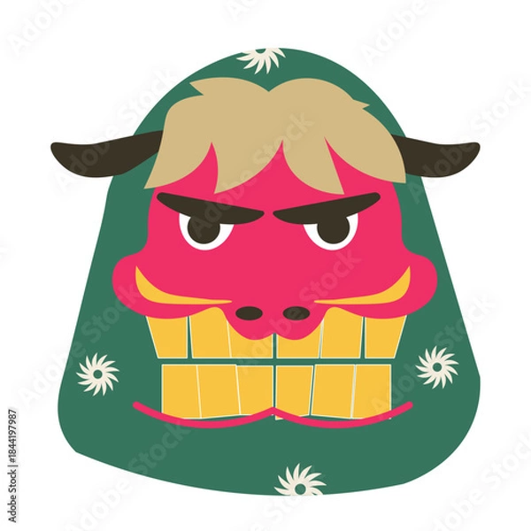 Obraz ししまいの顔。獅子舞。ベクターイラスト