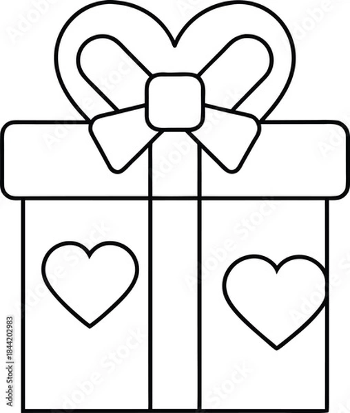 Fototapeta love present outline vector illustration on transparent background
