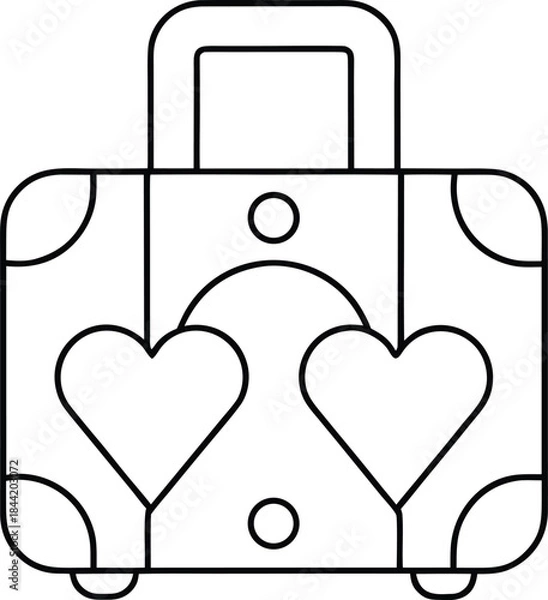 Fototapeta love suitcase outline vector illustration on transparent background
