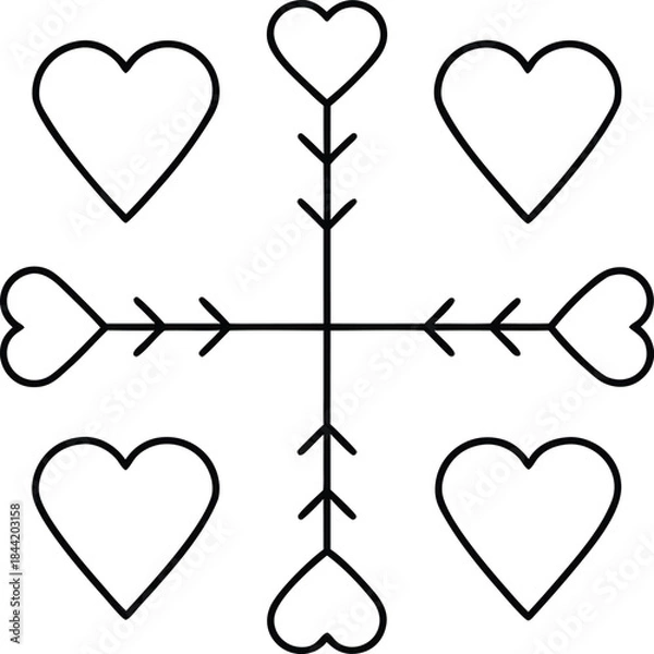 Fototapeta matching hearts outline vector illustration on transparent background