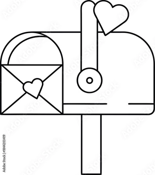 Fototapeta romantic mail outline vector illustration on transparent background