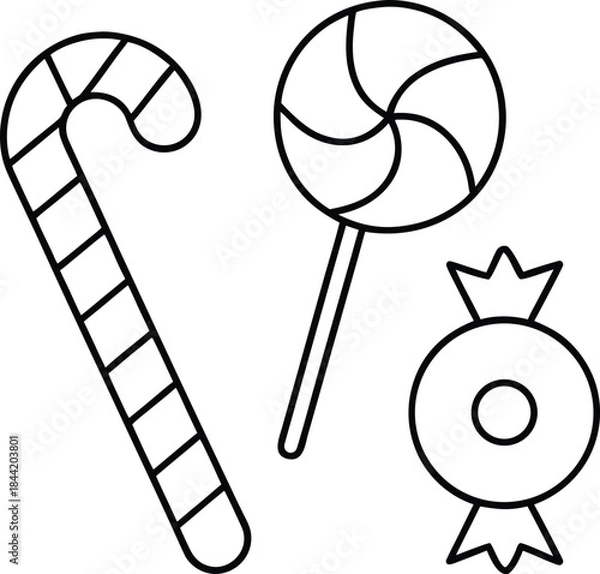 Fototapeta sweet candy outline vector illustration on transparent background