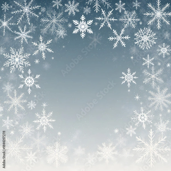 Fototapeta Winter Snowflakes Ice Frost Texture: Festive Christmas Decorative Background