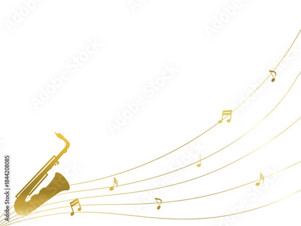 Obraz サックスと五線譜のイラスト