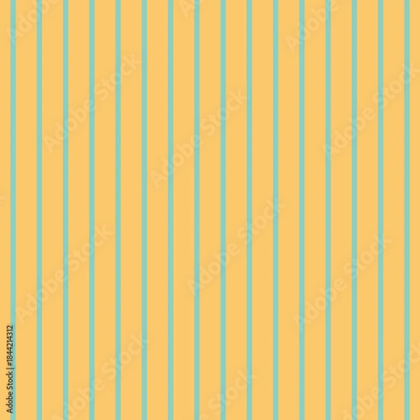 Fototapeta Vintage retro vertical yellow and turquoise stripe repeat pattern. Great for modern interiors, accent walls in cafes, studios, or creative spaces