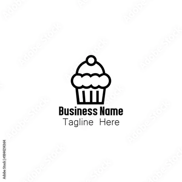 Obraz Minimalist Cupcake Outline Logo Icon Set