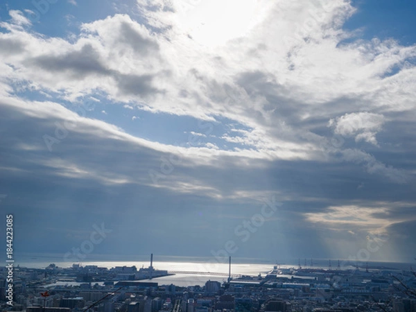 Obraz 六甲山系の金鳥山の登山道から神戸市街地の眺め