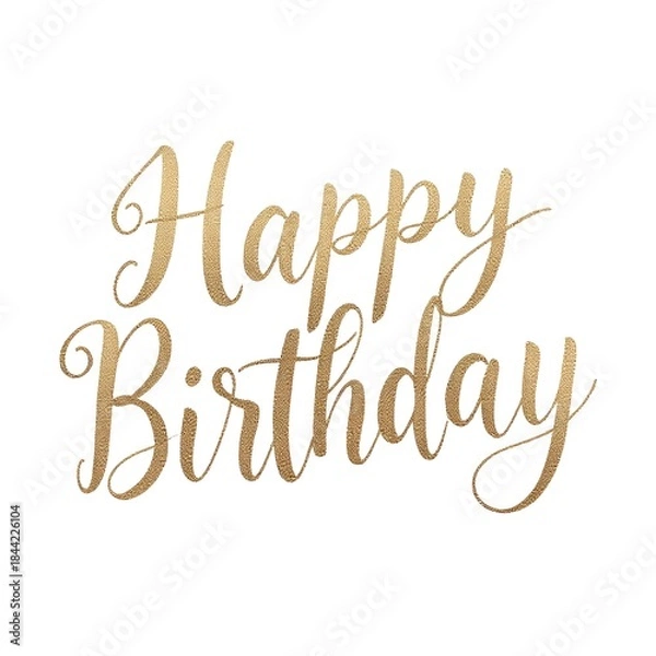 Fototapeta Festive Birthday Greeting: Elegant cursive calligraphy spells out a warm Happy Birthday against a clean background, perfect for conveying heartfelt wishes.
