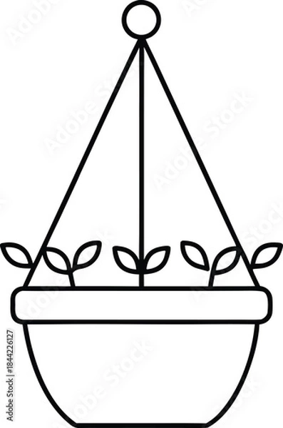 Obraz hanging planter icon outline vector on transparent background