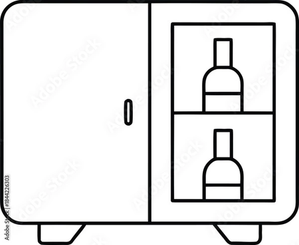 Obraz mini bar cabinet icon outline vector on transparent background