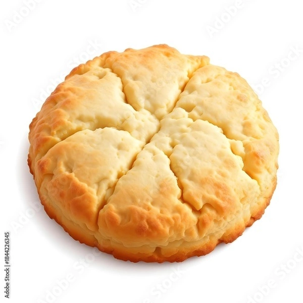 Fototapeta Golden Baked Biscuit: A perfectly golden baked biscuit, showcasing a delicate balance of crisp edges and a soft, fluffy interior, inviting culinary indulgence.