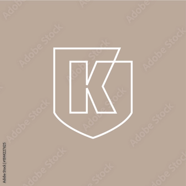 Obraz k letter shield protection security logo vector icon illustration