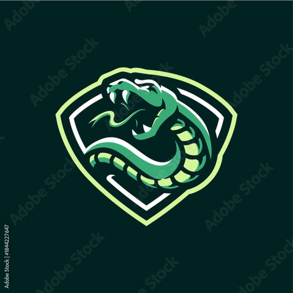 Obraz snake shield sport logo vector icon illustration
