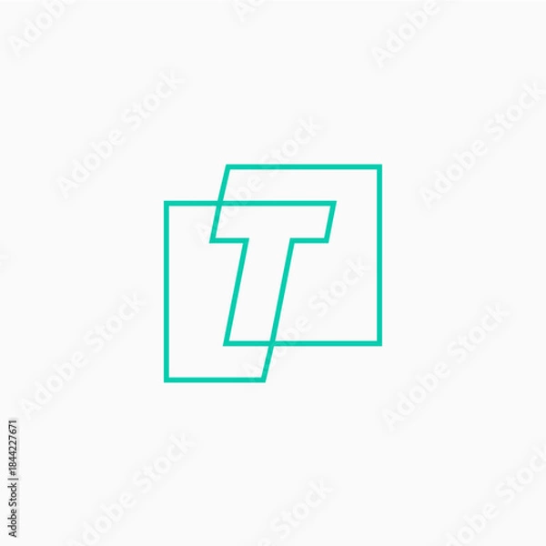 Obraz t letter mark square logo vector icon illustration