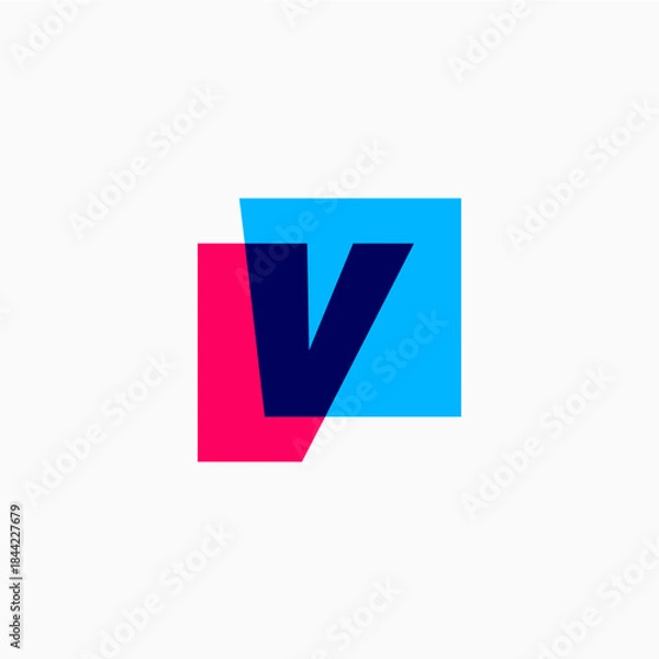 Obraz v letter mark square logo vector icon illustration
