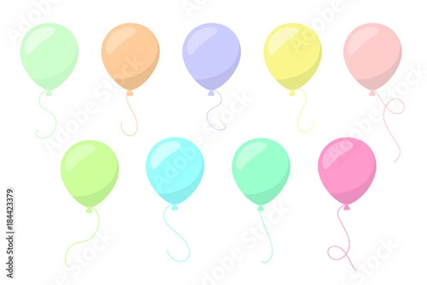 Fototapeta Vector Multicolored Colorful Balloons Set
