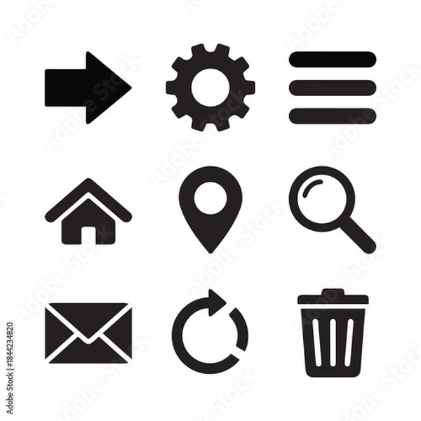Obraz Universal UI Icon Set: Bin, Settings, Search & Location