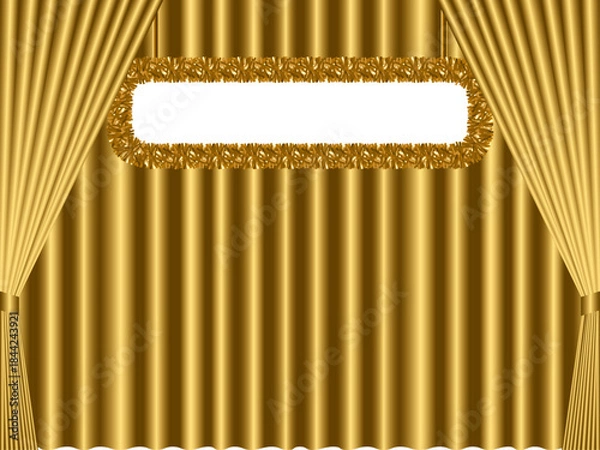 Obraz モール付き看板、カーテン二重、1金